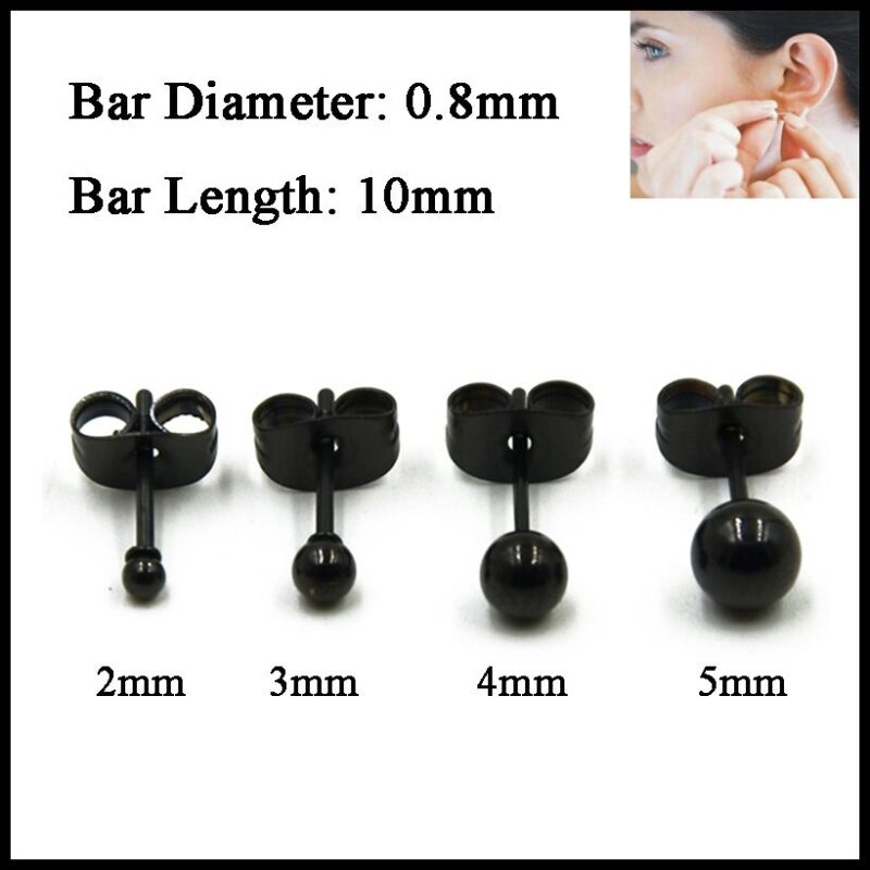 1PC 316l Chirurgische Stahl Nette Schwarze Perle Ball Ohr Stud Tragus Piercing Ohr Oberen Ohrringe 2mm & 3mm & 4mm & 5mm Charming Frauen Schmuck – Bild 2