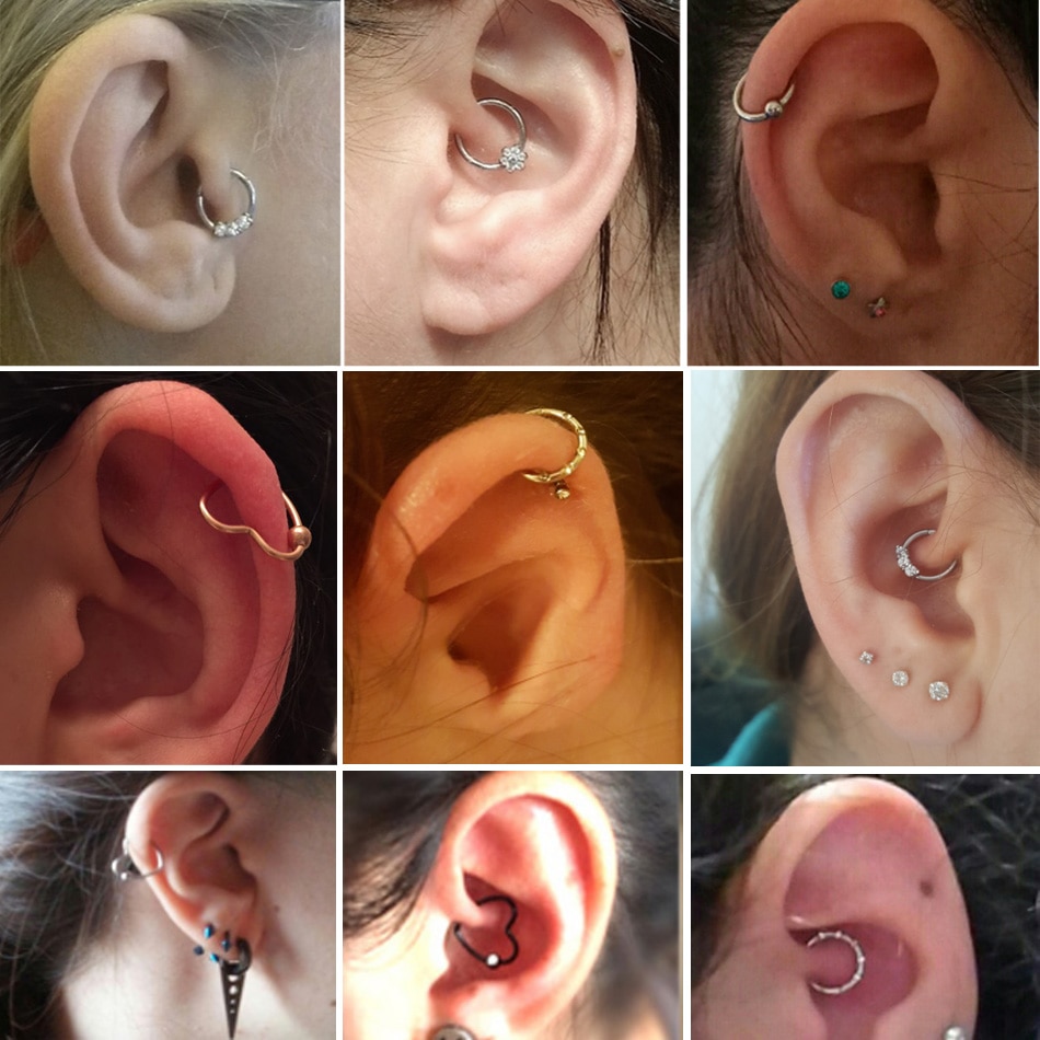 1PC Chirurgische Stahl Daith Herz Nase Septum Clicker Ringe Blume CZ Opal Ohr Knorpel Tragus Mode Mädchen Lip Piercing schmuck – Bild 2