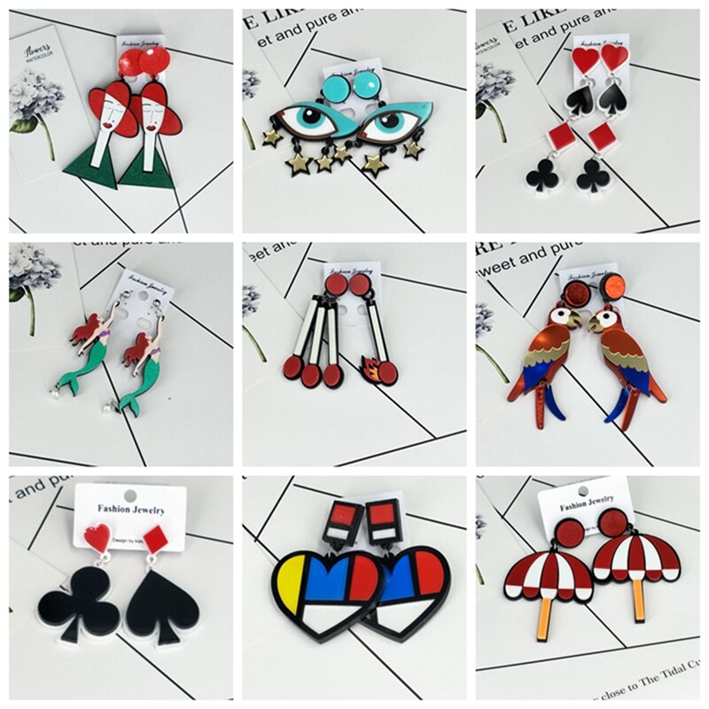 2019 koreanische Mode Lange Ohrring Big Herz Figur Lippen Quaste Geometrische Acryl Ohrringe Für Frauen Punk Schmuck Zubehör – Bild 3