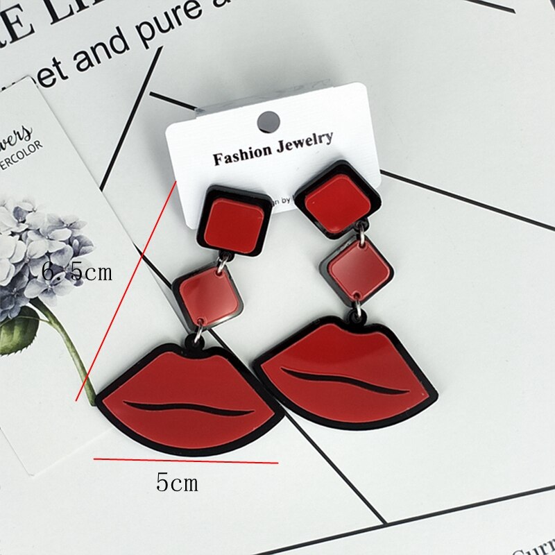 2019 koreanische Mode Lange Ohrring Big Herz Figur Lippen Quaste Geometrische Acryl Ohrringe Für Frauen Punk Schmuck Zubehör – Bild 6