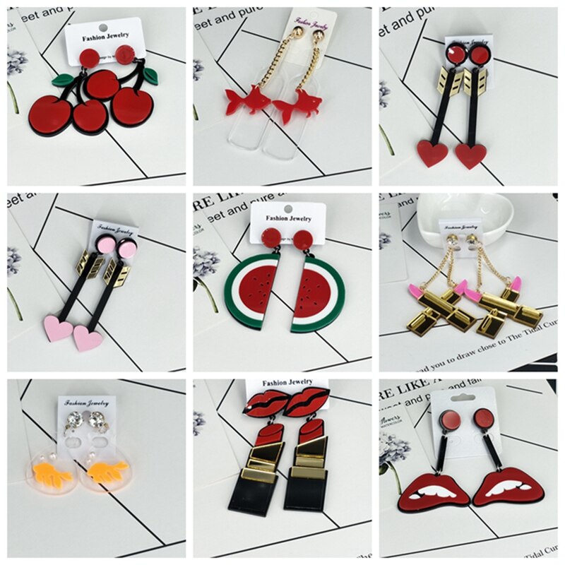 2019 koreanische Mode Lange Ohrring Big Herz Figur Lippen Quaste Geometrische Acryl Ohrringe Für Frauen Punk Schmuck Zubehör – Bild 2