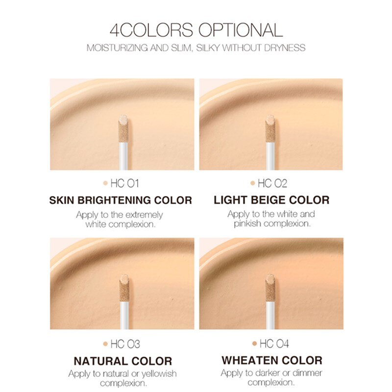4 farbe Flüssigkeit Concealer Creme Lang Anhaltende Gesicht Narbe Akne Abdeckung Glatte Feuchtigkeits Erhellen Make-Up Wasserdicht Natürliche Kosmetische – Bild 6