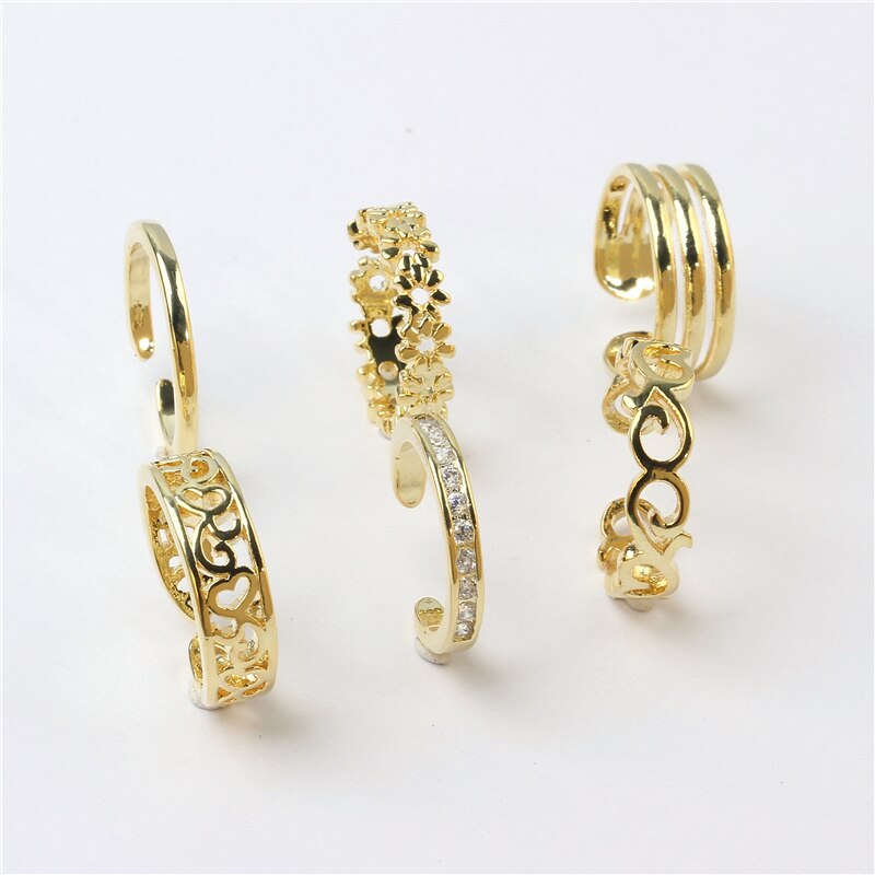 6PCS Einstellbare Kappe Ring für Frauen Mädchen Unteren Knoten Einfache Knuckle Stapelbar Öffnen Schwanz Ring Band Hawaiian Fuß Schmuck – Bild 6