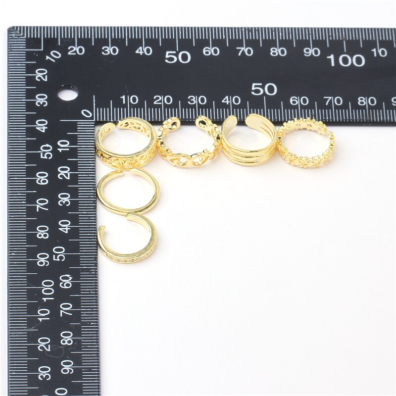 6PCS Einstellbare Kappe Ring für Frauen Mädchen Unteren Knoten Einfache Knuckle Stapelbar Öffnen Schwanz Ring Band Hawaiian Fuß Schmuck – Bild 2