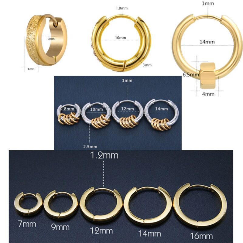 AOEDEJ Edelstahl Hoop Ohrringe Frauen Gold/Rose Gold/Schwarz/Silber Farbe Runde Kreis Ohrring Ohr Ring clip Ohrringe Schmuck – Bild 3