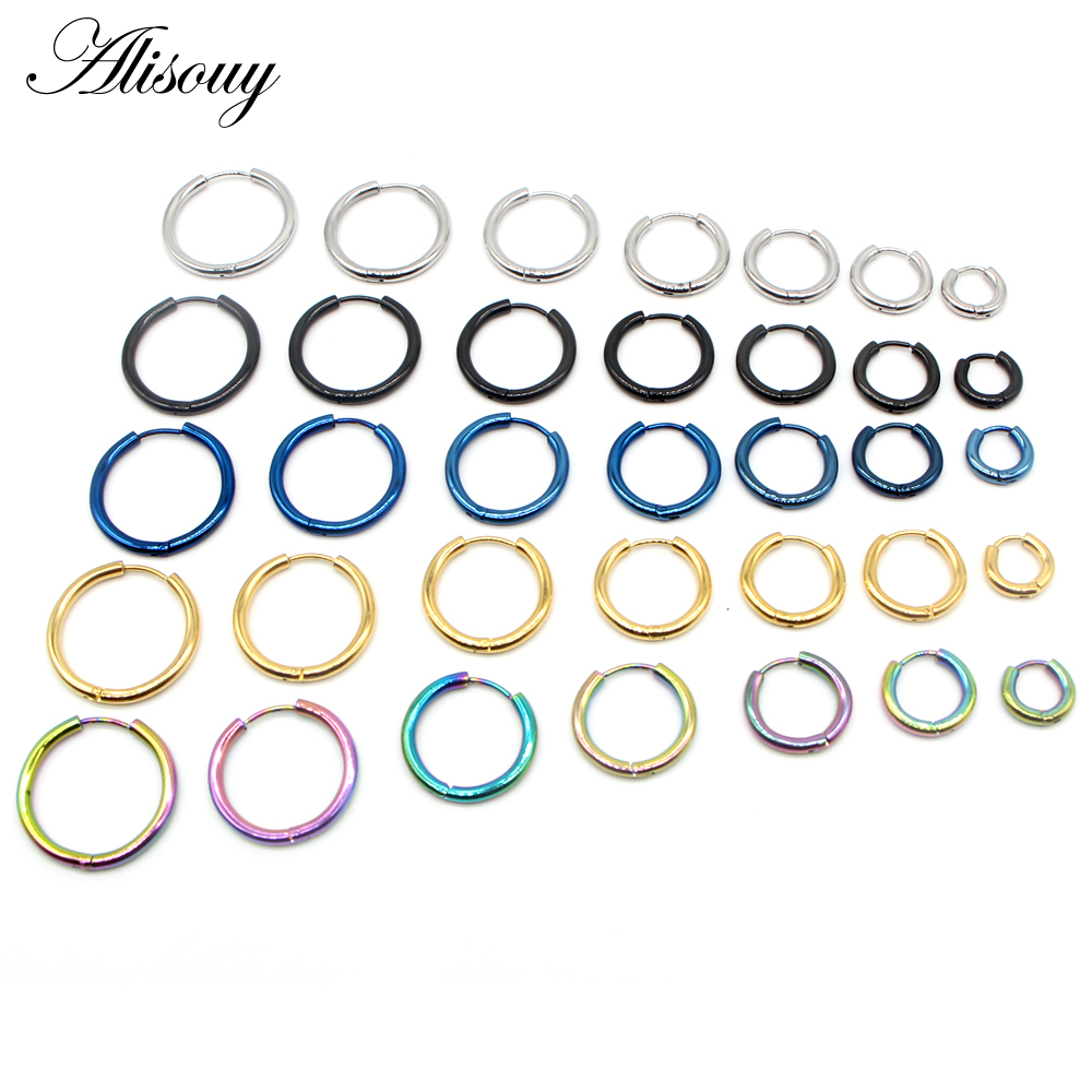 Alisouy 2 stücke Edelstahl 1.6/2/2.5/3/5mm Dicke Frauen Männer Kreis Clip Runde Hoop Ohrringe Ohr Helix Punk Piercing Schmuck – Bild 4