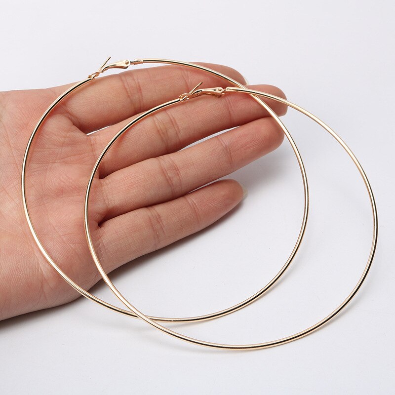 BLIJERY Übertrieben 12cm Super Große Hoop Ohrringe Glatte Große Kreis Ohrringe für Frauen Erklärung Schmuck Boucles d'oreilles – Bild 4
