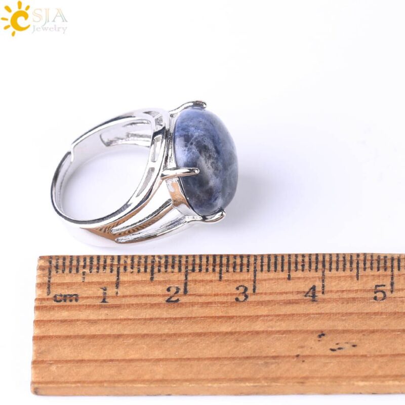 CSJA Kristall Ring für Frauen Naturstein Ring Runde Perlen Casual Finger Ringe Lila Quarz Silber Farbe Partei Schmuck F476 – Bild 4