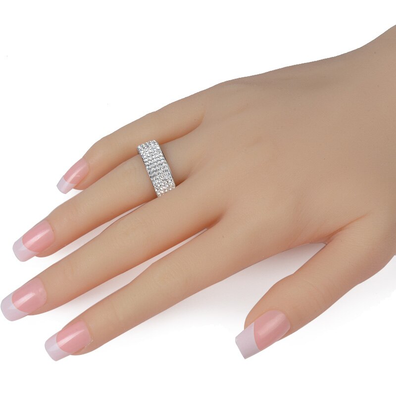 Chanfar 5 Reihen Kristall Edelstahl Ring Frauen für Elegante Volle Finger Liebe Hochzeit Engagement Ringe Schmuck Männer – Bild 3