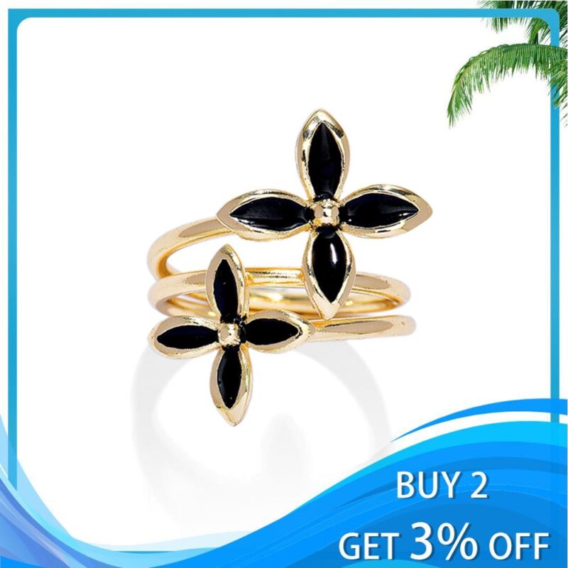 Cring Coco Gold Überzogene Ring Fashion Black Pearl Hawaiian Ringe Für Frauen Großhandel Preis Frangipani Herz Schildkröte Ring Schmuck – Bild 2