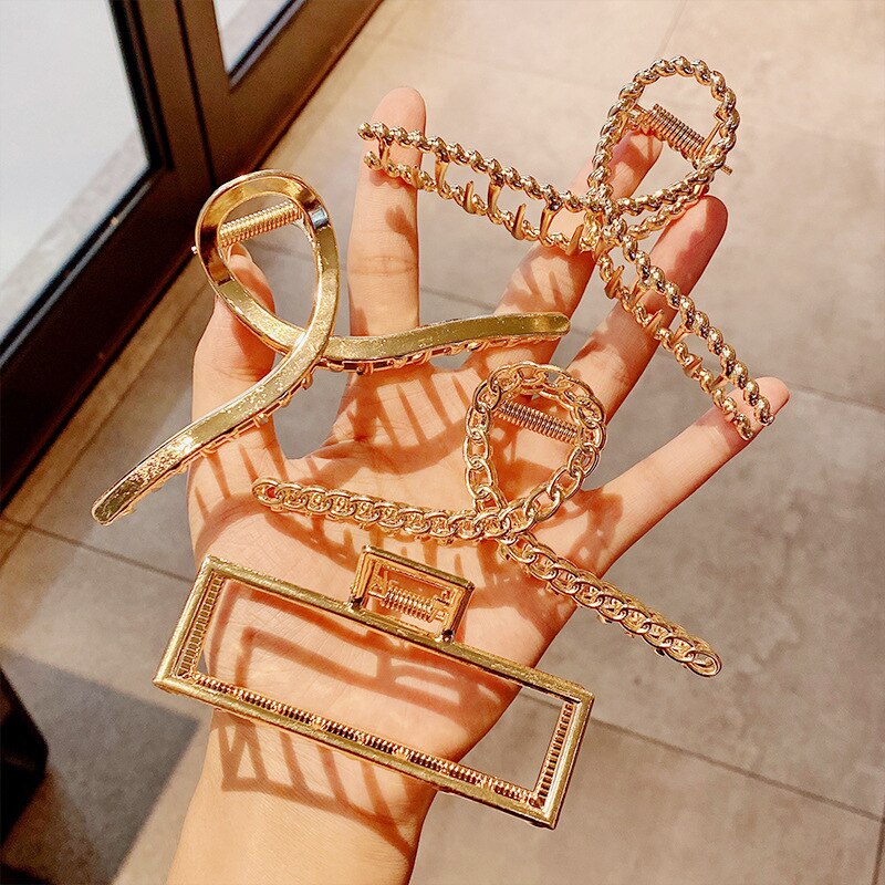 Einfache Metall Aushöhlen Geometrische Haar Klaue Damen Elegante Haar Zubehör Kreuz Krabben Bad Clip Für Frauen Mode Mädchen Headwear – Bild 5