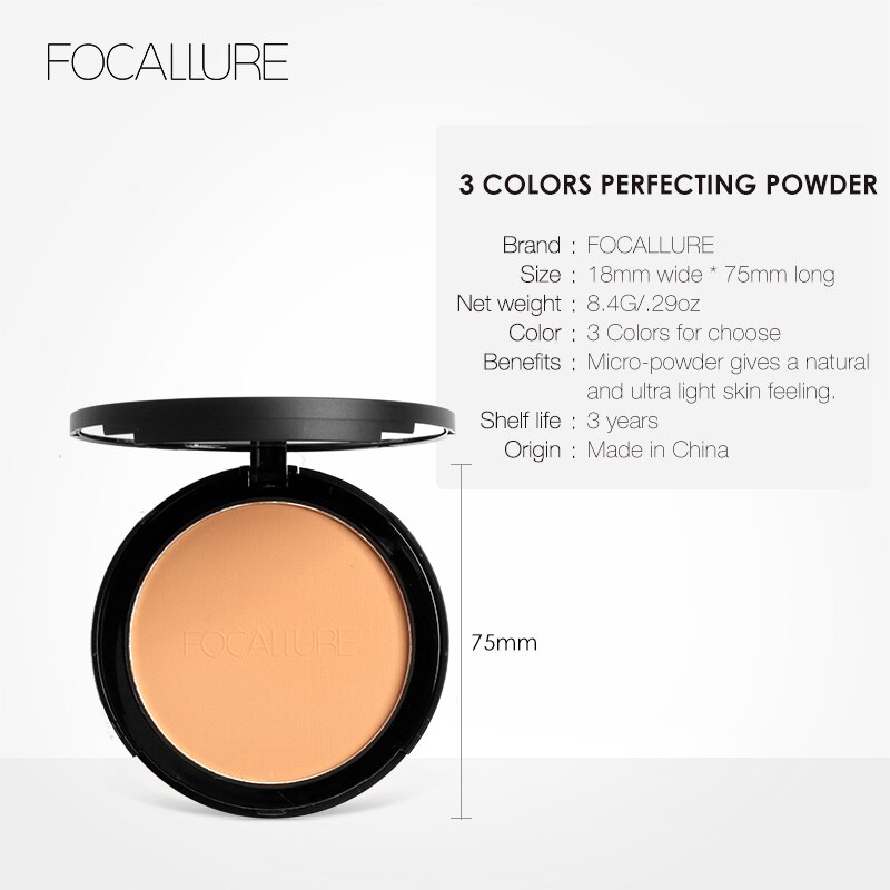 FOCALLURE 3 Farben Machen Up Gesicht Pulver Bronzer Highlighter Shimmer Erhellen Palette Kontur Make-Up Kosmetik Gesicht Gedrückt Pulver – Bild 5
