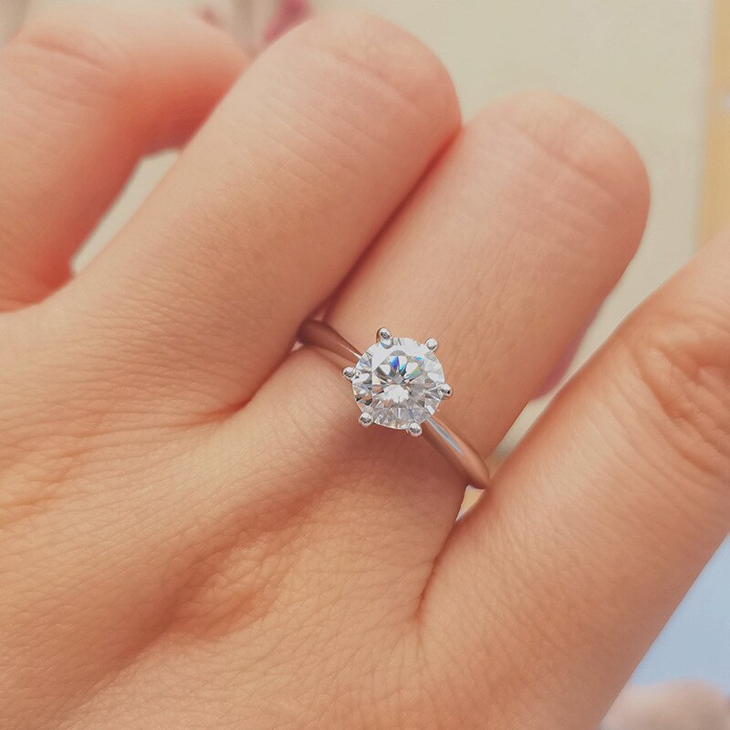 GEM'S BALLETT 925 Sterling Silber Moissanite Ring 1ct 2ct 3ct Runde Moissanite Diamant Solitaire Verlobung Ringe Für Frauen – Bild 2