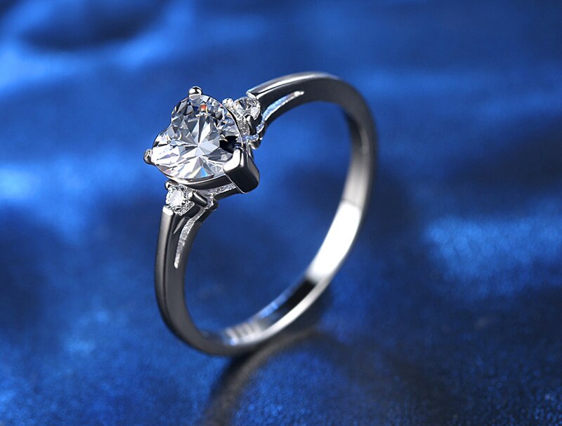 Geschenk der Liebe Frauen Mädchen 100% Solide 925 Silber Herz Form Zirkonia Engagement Ringe Ringe Größe 3 4 5 6 7 8 9 10 11 12 13 – Bild 3