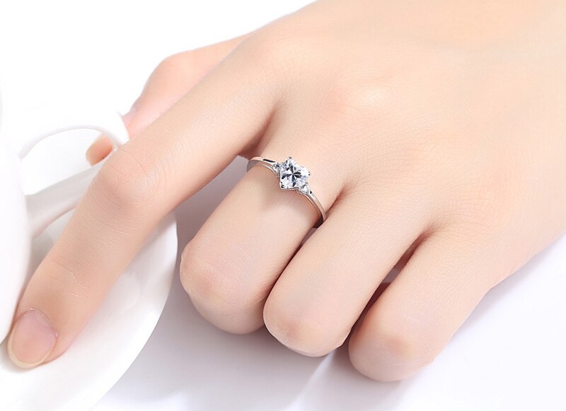 Geschenk der Liebe Frauen Mädchen 100% Solide 925 Silber Herz Form Zirkonia Engagement Ringe Ringe Größe 3 4 5 6 7 8 9 10 11 12 13 – Bild 6