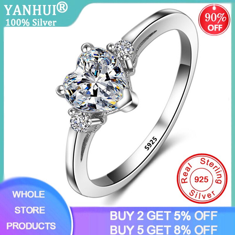 Geschenk der Liebe Frauen Mädchen 100% Solide 925 Silber Herz Form Zirkonia Engagement Ringe Ringe Größe 3 4 5 6 7 8 9 10 11 12 13 – Bild 2