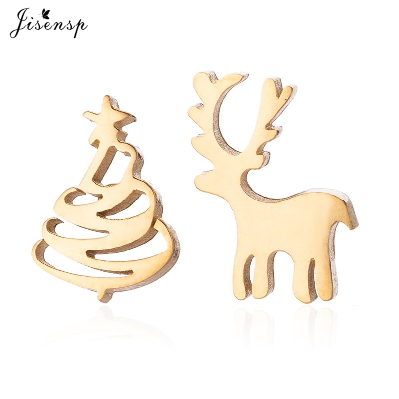 Fashion Mini Elks Deer Reindeer Stud Earrings for Women Stainless Steel Tree Earrings boucle d'oreille Party Gifts