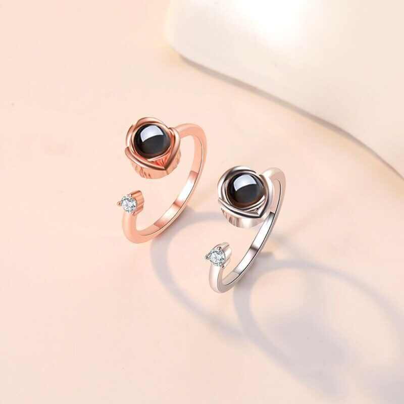 ICH Liebe Sie In 100 Sprachen Ring Hochzeit Speicher Braut Romantische Rose Crown Projektion Ring für Frauen Mädchen Freund Damen geschenke – Bild 3