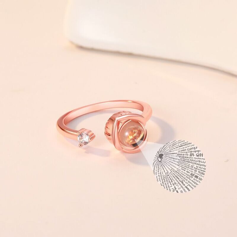 ICH Liebe Sie In 100 Sprachen Ring Hochzeit Speicher Braut Romantische Rose Crown Projektion Ring für Frauen Mädchen Freund Damen geschenke – Bild 4