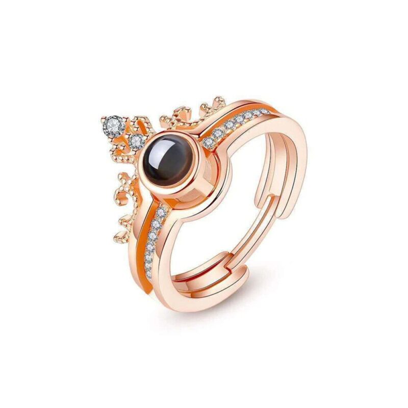 ICH Liebe Sie In 100 Sprachen Ring Hochzeit Speicher Braut Romantische Rose Crown Projektion Ring für Frauen Mädchen Freund Damen geschenke – Bild 5