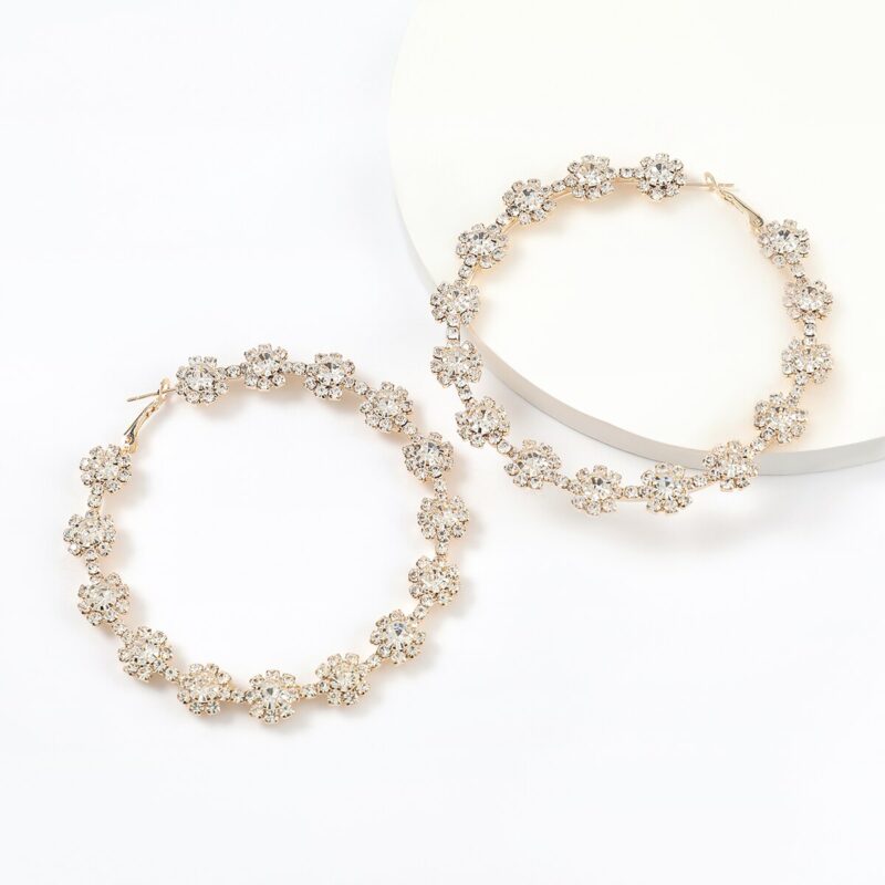 JIJIAWENHUA Neue Luxus Imitation Ring-förmigen Strass Ohrringe Damen Modeschmuck Boho Serie Maxi Ohrringe Zubehör – Bild 3