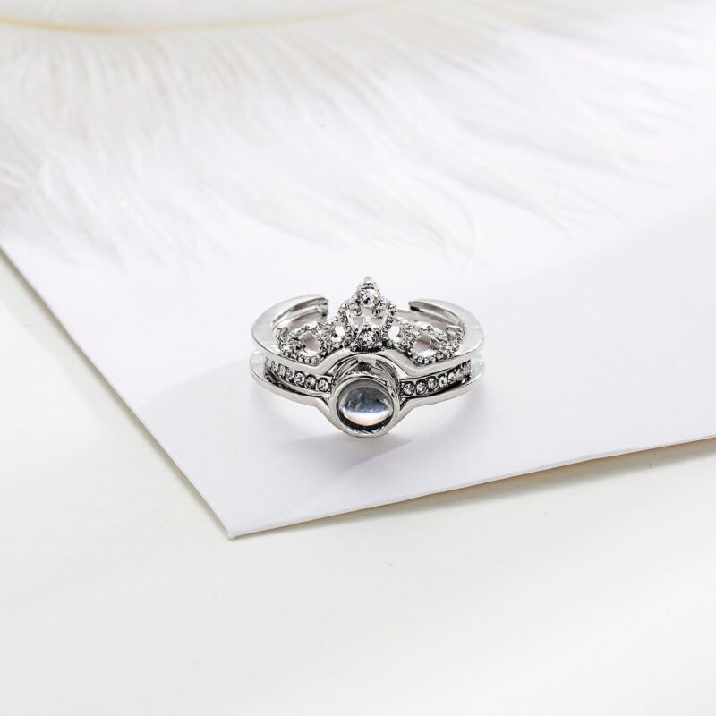 Luxus Weibliche Braut Hochzeit Ring Set Mode ICH Liebe Sie 100 Sprachen Projektion Ring Liebe Romantische Speicher Liebhaber Ring Schmuck – Bild 5