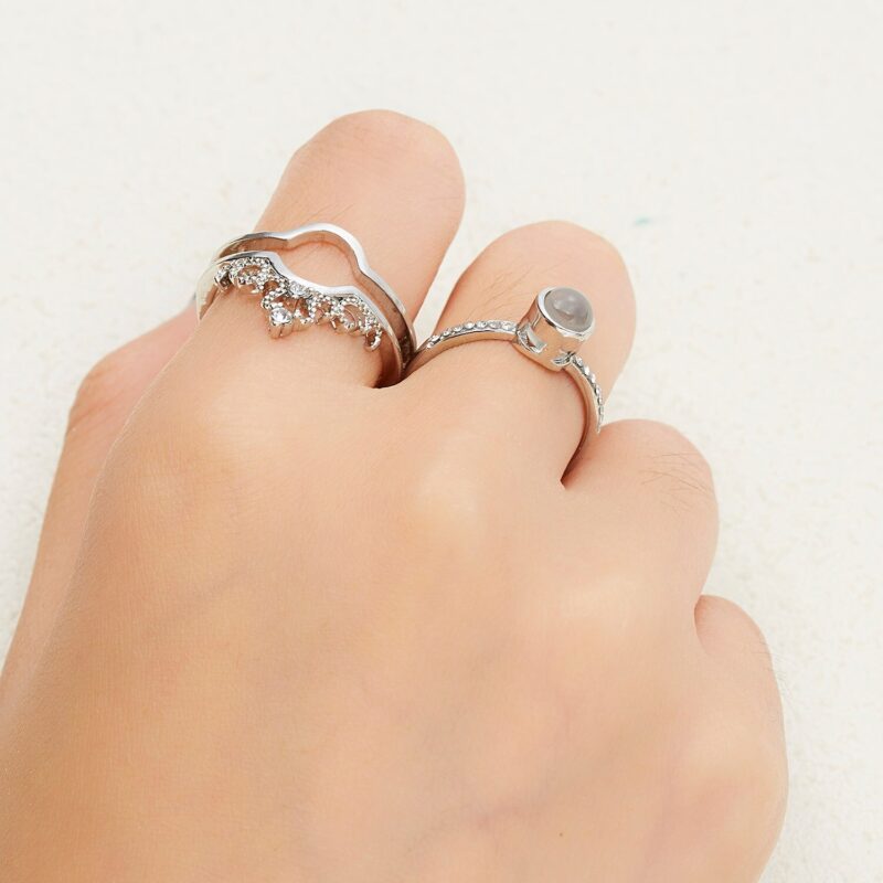 Luxus Weibliche Braut Hochzeit Ring Set Mode ICH Liebe Sie 100 Sprachen Projektion Ring Liebe Romantische Speicher Liebhaber Ring Schmuck – Bild 6