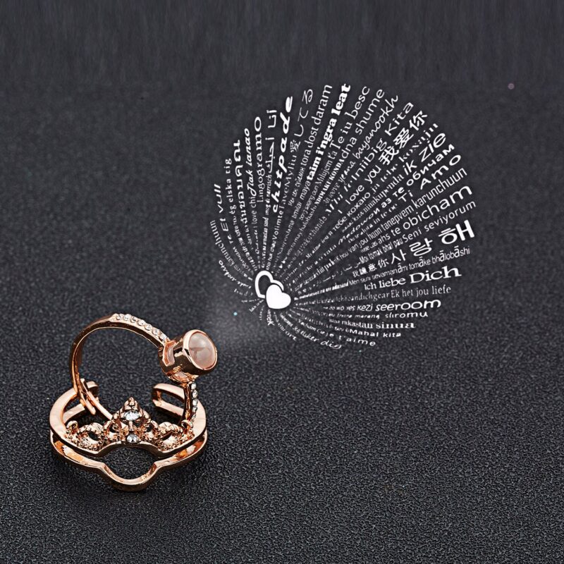 Luxus Weibliche Braut Hochzeit Ring Set Mode ICH Liebe Sie 100 Sprachen Projektion Ring Liebe Romantische Speicher Liebhaber Ring Schmuck – Bild 2