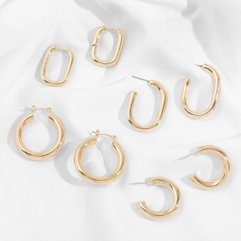 Minimalistischen Starke Geometrische Hoop Ohrringe für Frauen Mode Punk Gold Chunky Kreis Runde Erklärung Ohrringe – Bild 2
