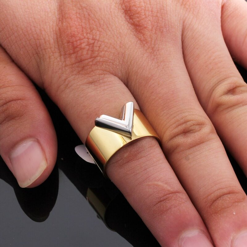 Mode Berühmte Marke Frauen Ring Schmuck Doppel Farbe Gold Anillos Mujer Femmel Titan Stahl Hohe Poliert Luxus – Bild 2