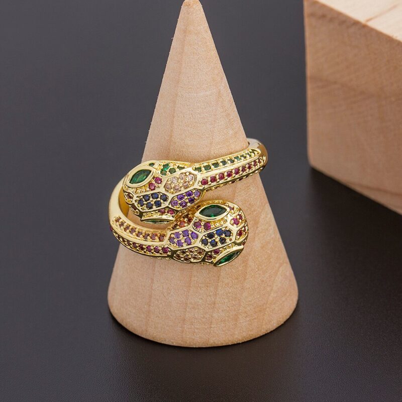 Neue Punk Schlange Ringe Für Frauen Regenbogen CZ Steine Dance Party Eröffnung Einstellbare Fingerring Ring Spezielle Mädchen Geschenke Erklärung Schmuck – Bild 4