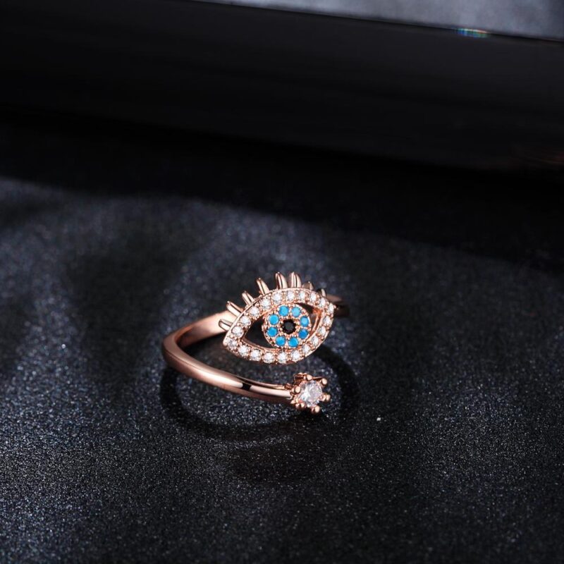 SIPENGJEL Tiny Trendy Zirkonia grün Auge Ringe Rose Gold schwarz auge Einstellbar Ringe Für Frauen Mädchen Luxus Hochzeit Schmuck – Bild 6