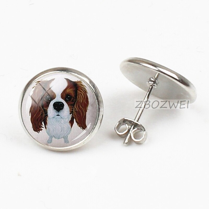 ZBOZWEI Bunte Hund Ohrringe Französisch Bulldog Kunst Bild runde Glas für frauen männer handgemachte charme mew trendy 2018 jewlery – Bild 5