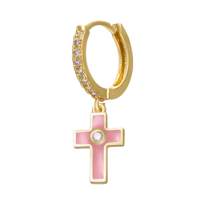 ZHUKOU 1 stück 2020 NEUE kleine hoop ohrringe seestern kreuz charms gold farbe hoop ohrringe für frauen Damen Minimalistischen Schmuck – Bild 3